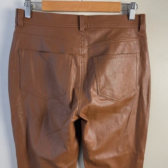Paige Claudine Ankle Flare Jeans Faux Leather in Dark Argan size 28 NWOT - Picture 8 of 15